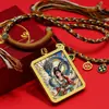 Oro de Colores Thangka Niña Dragón Fénix de Jade Guanyin Nueve Cielos Mujer Misteriosa Cinco Caminos Cuerda Tibetana Caja Gahu Semipintada a Mano Colgante de Collar