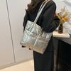 Jaqueta acolchoada de algodão brilhante, bolsa de ombro para todas as mulheres, inverno 2024, nova moda, bolsa tote de grande capacidade, bolsa de transporte, bolsa de axila