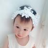 Diadema para niña de estilo coreano, tocado, diadema elástica de encaje con flor de encaje para bebé, joyería para sesión de fotos de cien días