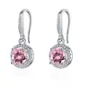 Aretes en Vivo para Mujer, Aretes, Pendientes, Ganchos para Orejas de Moissanita, Aretes Redondos de Moissanita de Cuatro Garras para Mujer, Soporte de Suministro Transfronterizo