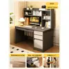 Escritorio con estantería, mesa integrada para estudiantes y uso doméstico, escritorio de escritura para dormitorio, montado en la pared con cajones, estantería, escritorio de oficina para computadora para adultos