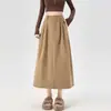 Falda de pana de longitud media, nueva falda de línea A de cintura alta para otoño e invierno para mujeres petite
