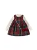 Ropa para Niños Youbao Chaleco a Cuadros Falda Niños Sencilla Camiseta Básica de Invierno Engrosada Nuevo Conjunto de Falda para Niña