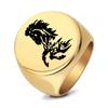 Anel de Cavalo do Zodíaco Minimalista Redondo Liso 22mm Europeu e Americano Transfronteiriço Gravado a Laser Vintage Personalizado Atacado