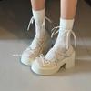 Sapatos Mary Jane de couro pequeno, salto grosso, salto grosso, salto alto, salto grosso, salto fino, sapatos femininos novos, primavera e verão 2025