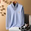 Comercio Exterior Más Vendido Otoño e Invierno Nuevo Bordado Falso Dos Piezas Engrosado Moda Masculina Cuello de Camisa Rayado