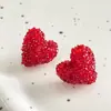Pendientes de corazón de cristal rojo retro, estilo casual, con un toque de atmósfera, diseño elegante, estilo de nicho y versátiles.