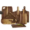 Plato de madera de acacia estilo japonés transfronterizo plato para pan y frutas Bandeja de madera de acacia para pizza madera maciza hoja pequeña Tabla de cortar de acacia