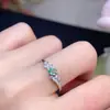Anillo de esmeralda natural fresco natural súper lujo súper atmósfera tamaño: Plata de ley 925 chapada en oro blanco de 3*5 mm