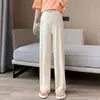 2026 Novo Verão Fino Calça de Perna Larga para Gestante Seda de Gelo Repelente de Mosquitos Calça Reta Preto Damasco Baixa Altura Roupa Externa Casual