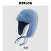 Chapéu Aviador de Lã Teddy Cor Sólida de Inverno para Mulheres, Gorro de Tricô à Prova de Frio com Proteção para Orelhas, Circunferência da Cabeça Grande, Chapéu de Tricô Moderno e Quente