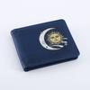 Carteira Curta Masculina com Estampa e Múltiplos Porta-Cartões Couro Genuíno Bifold Porta-Notas de Couro Porta-Moedas Compartimento para Cartões
