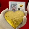 Bolo Shuibei Coração Dourado 520 Dia dos Namorados Bolo de Ouro Puro 999 520Mg Formato de Coração Ornamento Criativo Presente