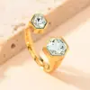 Joyería de Fundición de Acero Inoxidable Nueva Transfronteriza Anillo de Diamante Hexagonal de Lujo Ligero Simple Anillo Abierto Fabricante Mayorista