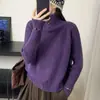 Suéter de punto de cuello alto abotonado, estilo coreano, sencillo, para el trabajo, otoño e invierno, para mujer, corte holgado, modelo nuevo