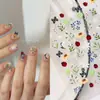 Sky Xiaohongshu Popular Adesivos de Unhas Florais para Ponta dos Dedos Sete Estrelas Joaninha Pequena Floresta Florais Tridimensionais Gelatinosos Adesivos para Unhas