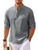 Amazon Aliexpress Venta Caliente Camisa de Manga Larga para Hombre Cuello Alto Medio Abierto Botón Waffle Forrado Sudaderas Casuales Ropa para Hombre