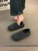 Versión de Cuero Suave~Estilo Wanwan Más Terciopelo Estampado de Leopardo Boca Profunda Zapatos de Piel para Mujer, Uso en Exteriores, Calidez Otoño/Invierno, Mocasines de Moda para el Trabajo