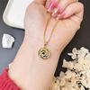 Juego de joyería de collar y anillo de oro rosa arena, moda, temperamento, lujo, nicho, para mujer, accesorios de joyería de mano al por mayor