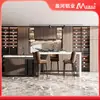 Aparador de Aluminio Completo Personalizado Moderno Lujo Ligero Sala de Estar y Comedor Pared del Hogar Puerta de Vidrio Integrada Gabinete de Vino con Luz