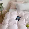 Conjunto de Roupa de Cama de Quatro Peças Simples Tecido Colorido 100% Algodão Capa de Edredom Lençol de Cima Lençol com Elástico Rosa Conjunto para Dormitório de Estudante Uso em Todas as Estações