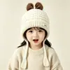 Gorro para bebé, estilo invierno, para niñas, gorro de princesa, con forma de corazón, moderno, lindo, gorro de punto que cubre las orejas, gorro de lana, adorable