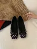 Zapatos de Mujer Chuyuji Retro con Lunares para Aumentar la Altura, Punta Cuadrada, Estilo Nuevo 2026, Bailarinas Planas Poco Profundas con Lazo para la Noche