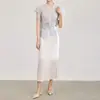 2603510-Falda de Hilo de Cristal Sedoso Brillante Ajustada, Cintura Elástica de Moda, Nueva Ropa de Verano para Mujer, Producto de Alta Calidad Nanyou