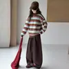 Ropa de punto para niñas primavera y otoño 2026 nueva moda de otoño suéter versátil jersey capa base conjunto de pantalones casuales