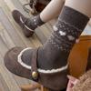 Calcetines Retro de Lana Gruesos y Cálidos para Otoño e Invierno para Mujer, Estilo Fair Isle, hasta la Pantorrilla Media, con Lindo Lazo y Corazón, Estilo Holgado