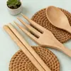 Fábrica de Origen Juego de Cuchara, Tenedor y Palillos de Madera Portátil para Viaje Vajilla Cuchara y Palillos Estilo Japonés de Madera de Loto Venta al por Mayor Personalización