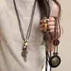 Nuevo Collar Largo de Plumas Estilo Zen Chino para Mujer, Cadena Decorativa Retro Étnica para Suéter, Accesorio Colgante Bohemio