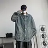 Chaqueta de Mezclilla Lavada Desgastada Estilo Retro para Hombre Otoño Invierno Tendencia Americana Casual Solapa Chaqueta de Trabajo