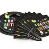 Amazon Transfronterizo Pascua Desechable Color Vajilla Traje Niños Arreglo Festivo Fiesta Pastel Plato de Papel Vaso