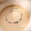 Pulseira de Flor com Laço Transparente e Delicada de Nicho Estilo Novo, Conjunto Versátil de Colar e Pulseira da Nova Moda para Celebridades da Internet