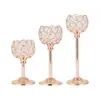 Portavelas de cristal vertical de comercio exterior, acabado bañado en oro, adecuado para decoración de interiores de bodas y hoteles, disponible OEM y dropshipping