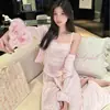 Ropa de casa original para otoño e invierno, pijama de algodón modal para mujer, conjunto de tres piezas de pijama tipo camisola dulce y suave con un tacto lujoso