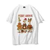 Camiseta de Verano Nueva de Manga Corta para Hombre, Talla Grande, Peso Pesado, Holgada, Casual, Cuello Redondo, Gráfico de Dibujos Animados, Marca de Moda, Peso Pesado