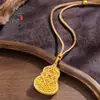 Mesmo estilo das joalherias, método antigo ouro de areia diamante vermelho rosa Cabaceira Vajra Pingente Pendente, novo estilo chinês vazado floral filigrana Cabaceira Pingente Pendente