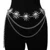 Joias da Moda Europeia e Americana Corrente de Metal Multicamadas Lua Cinturão de Corrente para Cintura Hip-Hop Punk Sol Crescente Corrente para o Corpo