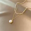 Colar de pérolas em camadas para mulheres outono e inverno 2023 novo tendência luxo leve nicho design corrente de clavícula requintada