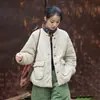 (Personalizado) Abrigo de Algodón Cálido Acolchado de Ramio Invierno 2026 con Botones de Nudo Chino Modificados y Cuello Alto, Versátil Abrigo Corto de Algodón para Mujer