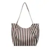 Bolsa de ombro feminina color block listrada, grande capacidade, bolsa tote 2026, design simples e fresco, bolsa de mão estilosa