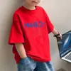 2026 Estiloso Moda Tendência Marca para Meninos Versátil Roupa Infantil Top Camiseta de Verão 100% Algodão Puro Camiseta Infantil de Manga Curta