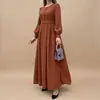 Em Estoque Novo Modelo Comércio Transfronteiriço Casual Solto Cor Sólida Cinto Zíper Vestido Longo Fábrica Atacado