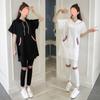 Verano 2025 nuevo traje deportivo de dos piezas con camiseta de manga para mujer talla grande, hermana gorda