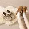 2025 Mocasines Cerrados de Moda Retro Versátil de Nicho para Mujer Diseño Otoño e Invierno Hebilla de Cinturón Pantuflas Casuales
