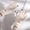 Luvas de Algodão Grossas de Veludo Fofas de Panda Vermelho para Mulheres e Estudantes Ciclismo de Inverno à Prova de Vento e Frio Aquecimento Tela Sensível ao Toque