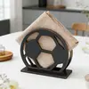 Porta-Guardanapos de Madeira Criativo, Porta-Lenços Retrô Vazado, Suporte de Armazenamento para Mesa Doméstica, Clipe de Lenço em Forma de Lótus de Futebol