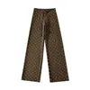 Calça Feminina de Seda Gelada Wide Leg Verão 2026 Nova Cintura Alta Emagrecedora Reta Casual Fina Estampa de Borboleta Tendência